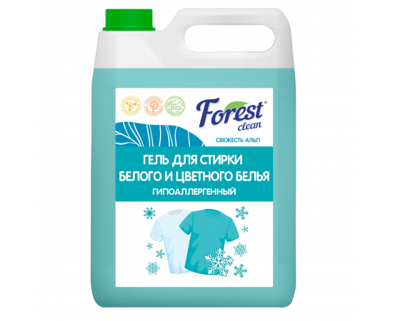 Forest Clean: Гель-концентрат д/стирки бел/цвет "Свежесть Альп" 5л/2шт, шт
