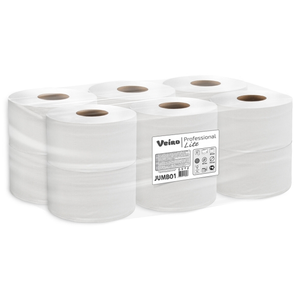 VEIRO: Т.Б. в больших рулонах Professional Lite Comfort (JUMBO) 2сл, 150м, 12рул/уп, белая, рул