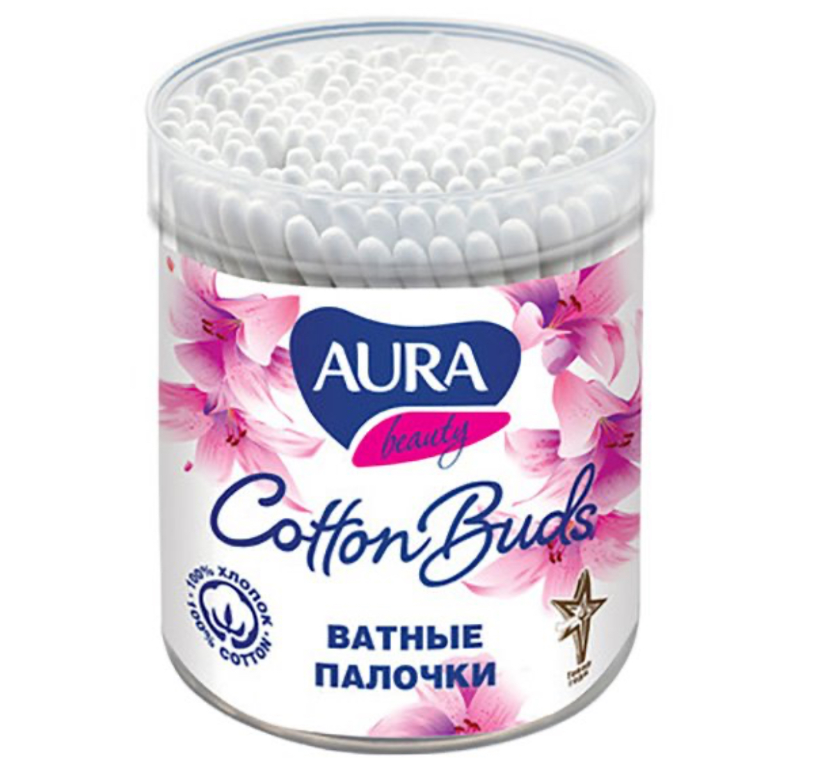 Ватные палочки "Aura" в стакане 200 шт *1