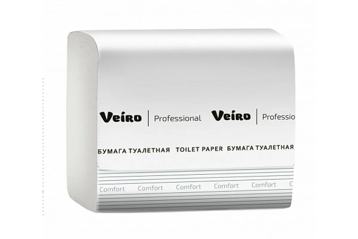 Туалетная бумага листовая Veiro Professional Comfort TV201 2-слойная белая 250 листов (30 упаковок в коробе)