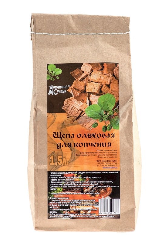 Щепа для копчения Ольховая "Домашний Сундук" 1,5л *18