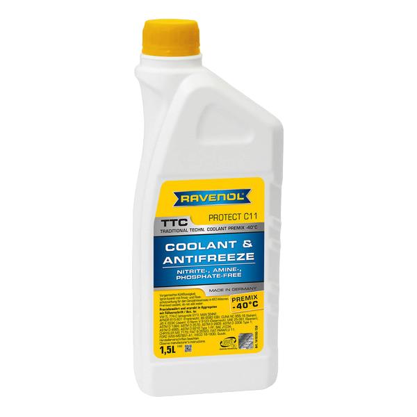 Охлаждающая жидкость Антифриз RAVENOL TTC Traditional Technology Coolant Premix готовый (желтый) 1,5л