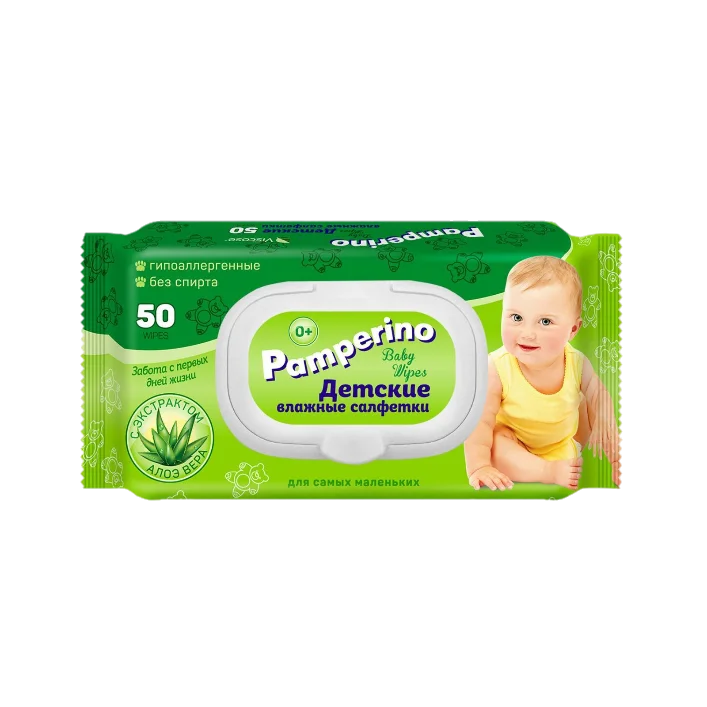 Pamperino № 50 влажные салфетки детские с алое вера 50 шт