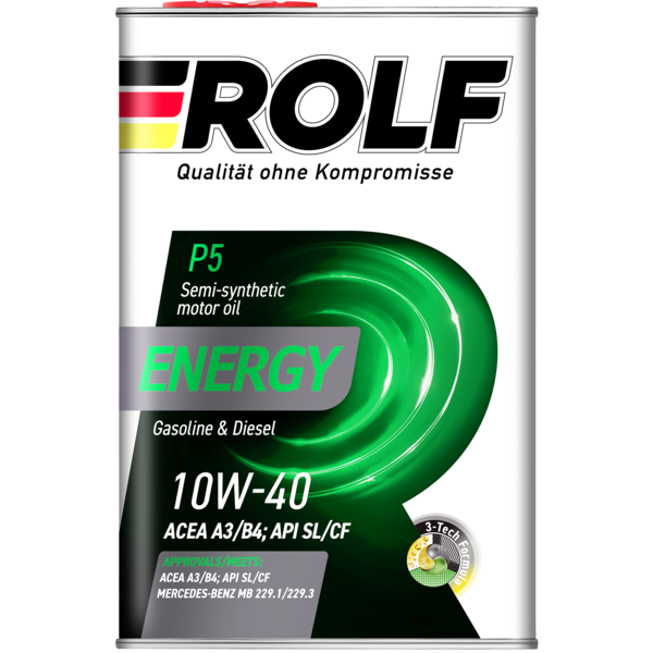 Rolf Energy SAE 10W-40 ACEA A3/B4, API SL/CF 4 л — Полусинтетическое моторное масло