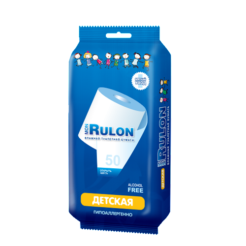 Mon Rulon №50 детская влажная туалетная бумага 50 шт