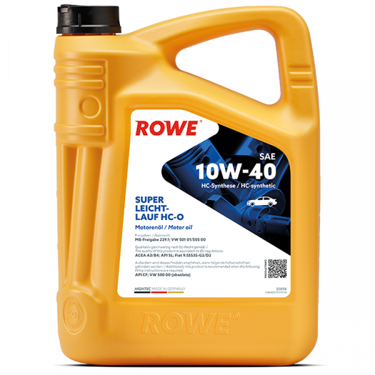 Масло моторное синтетическое RОWE Hightес Super Leichtlauf SAE 10W-40 HC-O, A3/B4 API SN/CF 4л