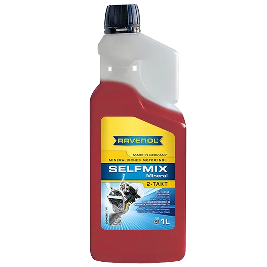 Масло минеральное для двухтактных двигателей RAVENOL Selfmix 2T с дозатором 1л
