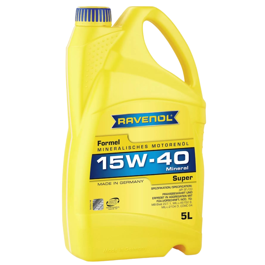Масло моторное минеральное RAVENOL Formel Super SAE 15w40 API SF/CD 5л