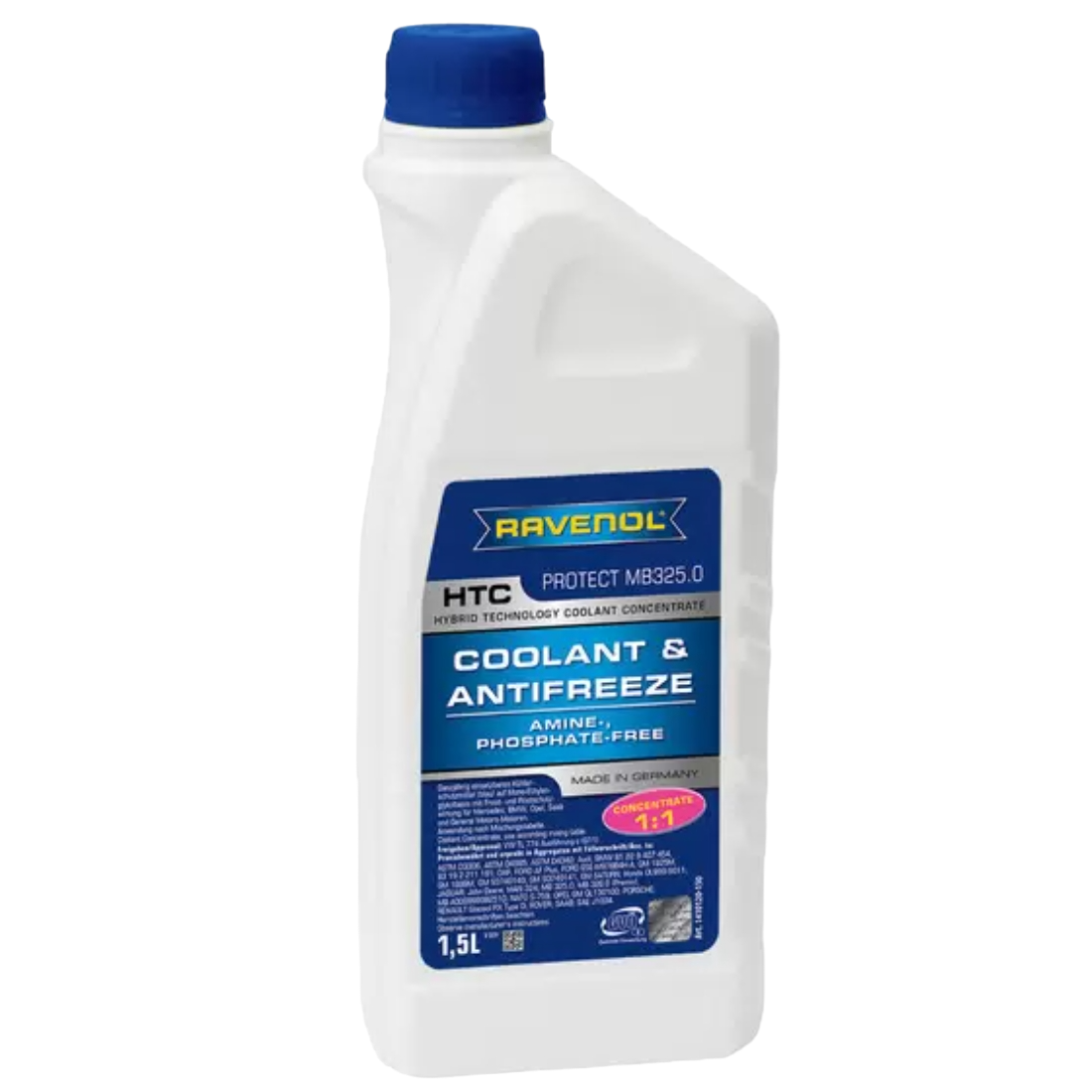 Охлаждающая жидкость Антифриз RAVENOL HTC Hybrid Techn. Coolant Concent Exclusiv -75 C (синий) 1,5л