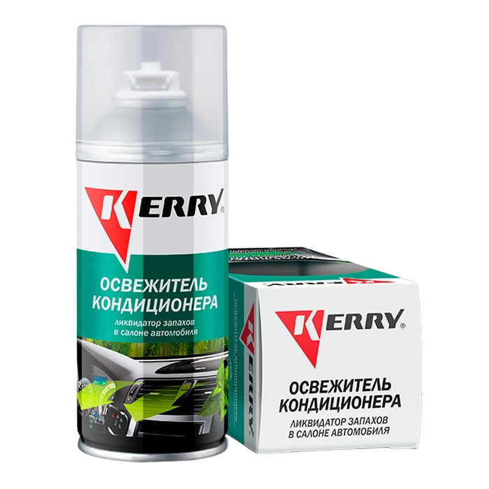 917-1 Kerry Освежитель кондиционера, ликвидатор запахов в салоне, (антитабак, аэрозоль) 210мл