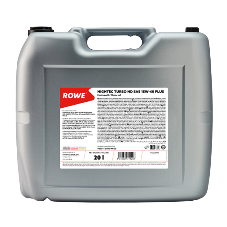 Масло моторное полусинтетическое RОWЕ Hightec turbo НD SAE 15W-40 PLUS,ACEA E7/A3/B4, API CI-4/SL/CF