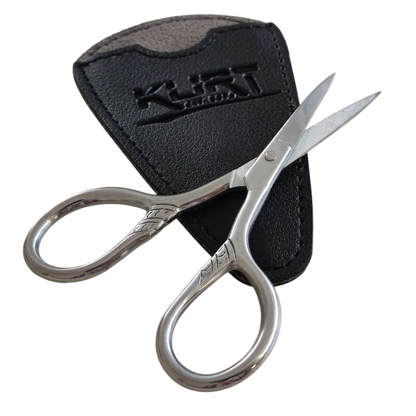 KURT K 30010 Black Ножницы маникюрные в черном кожаном чехле 8,7см*4,2см