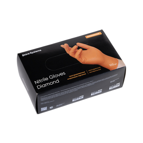 Shine Systems Nitrile Gloves Diamond текстурированные ультрапрочные нитриловые перчатки размер "L" цвет оранжевый 100шт