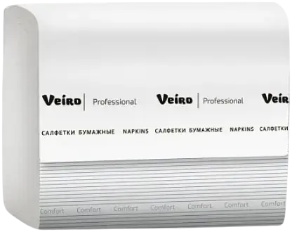Салфетки диспенсерные V-сложения  Veiro Professional Comfort 2 слоя, белые, 210х162мм