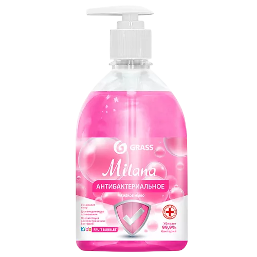 Жидкое мыло антибактериальное для детей «Milana Kids» Fruit bubbles с дозатором Grass, 500мл