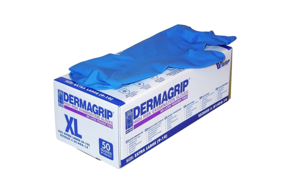 Перчатки латексные DERMAGRIP HIGH RISK, размер XL (9)