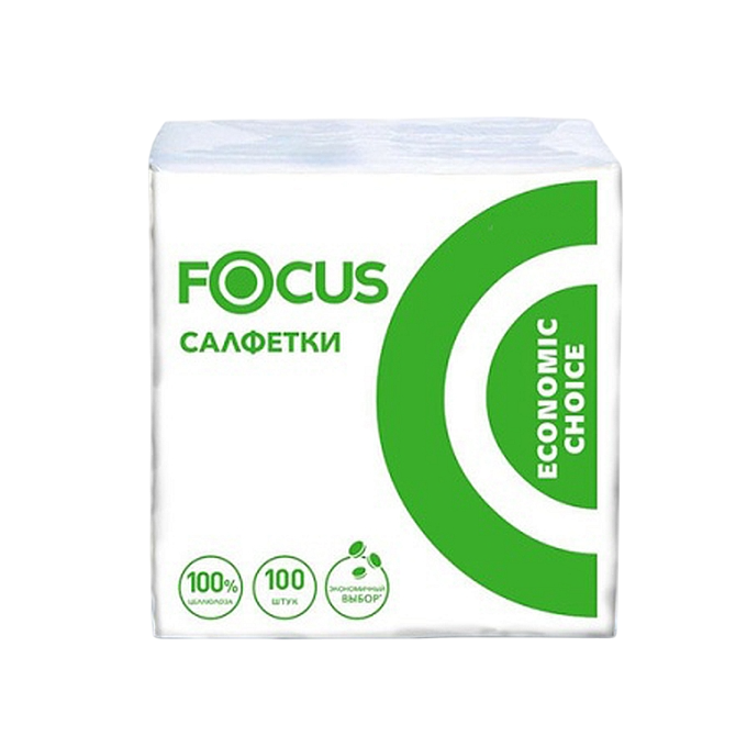Салфетки бумажные Focus Economic, 1 слой, 24х24см, 100 листов