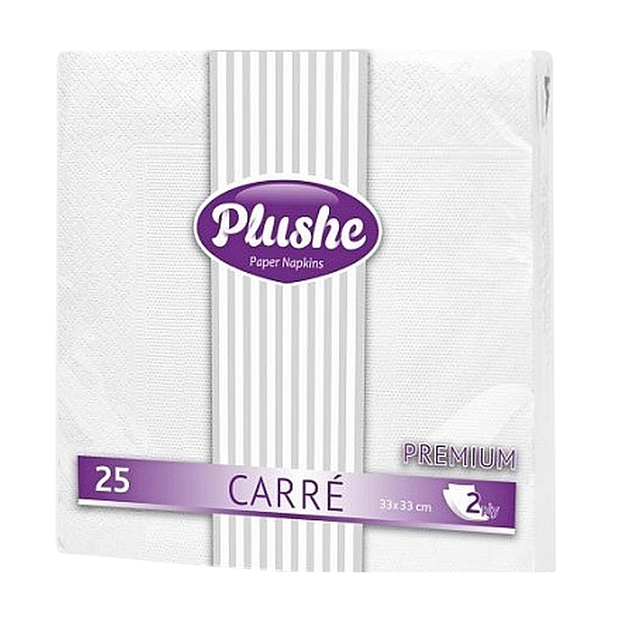 Салфетки PLUSHE PREMIUM CARE белые 33х33см, 2 слоя, 25 листов