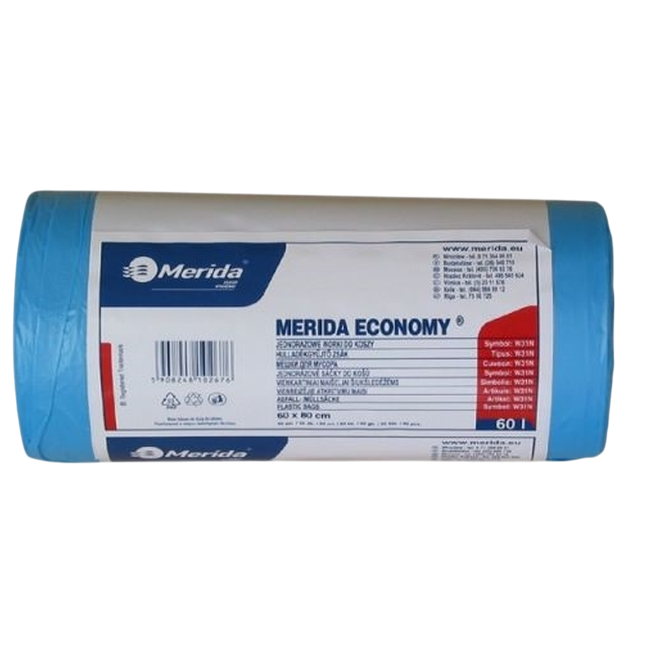 Мешки для мусора «MERIDA ECONOMY», синие, 50х60см, 50шт/рул, 50рул/кор, 30л