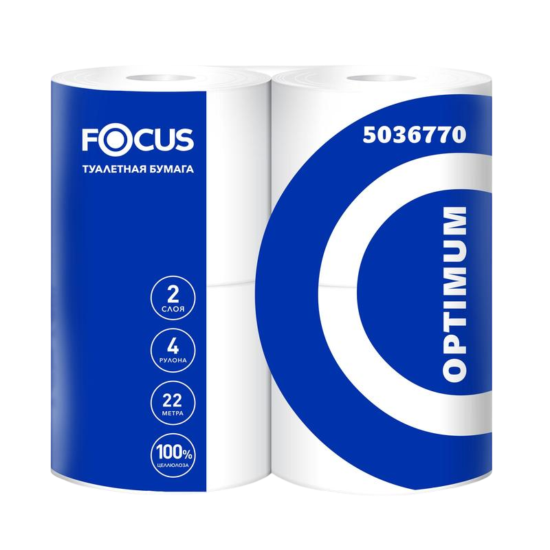 Туалетная бумага FOCUS OPTIMUM 2 слоя, 21.6м, 4 рул в пач