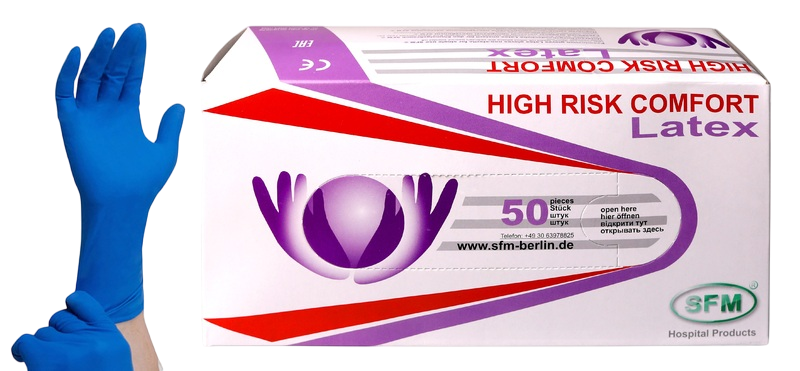 Перчатки латексные особопрочные SFM HIGH RISK COMFORT, размер L