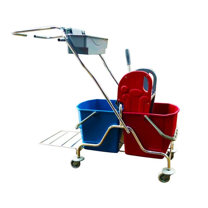 Тележка двухведерная с отжимом с держателем для мусорного мешка 2x20л