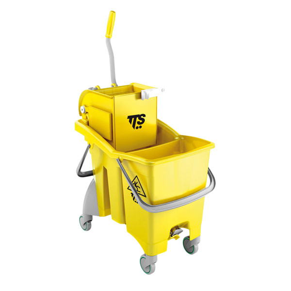 Ведро TTS Action Pro O-key желтое с отжимом на колесах 30л