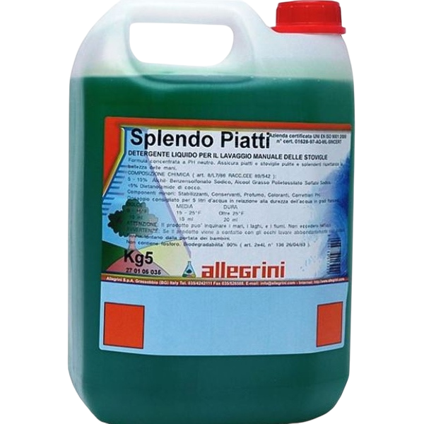SPLENDO PIATTI Средство для ручного мытья посуды ALLEGRINI 5кг