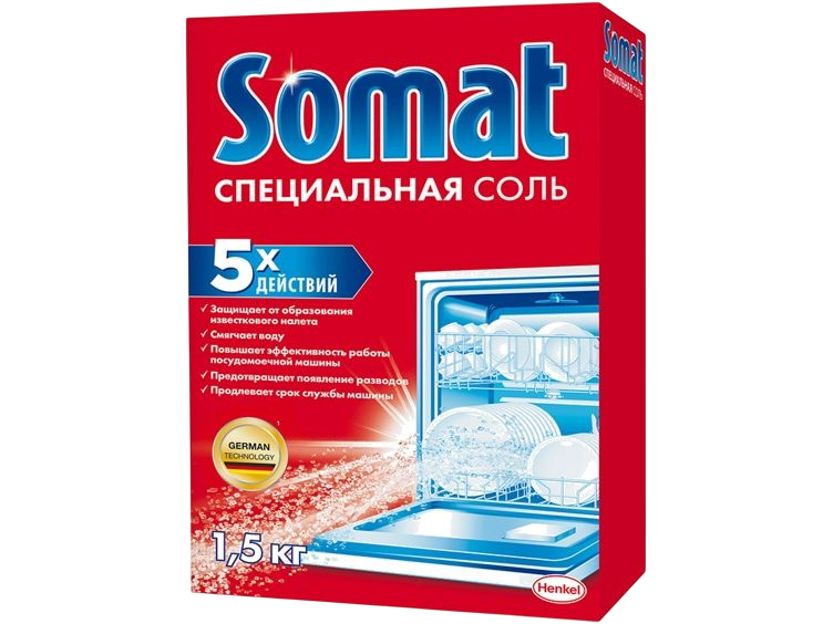 Соль от накипи в посудомоечных машинах СОМАТ 1,5кг