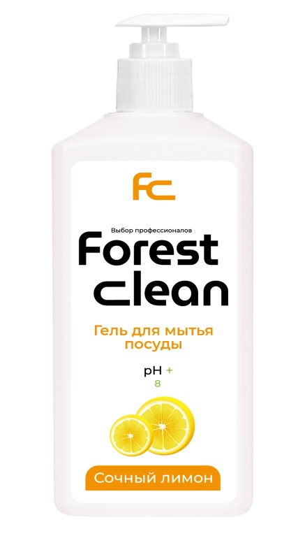 Forest Clean гель для мытья посуды «Сочный Лимон» ПЭТ с дозатором 1л