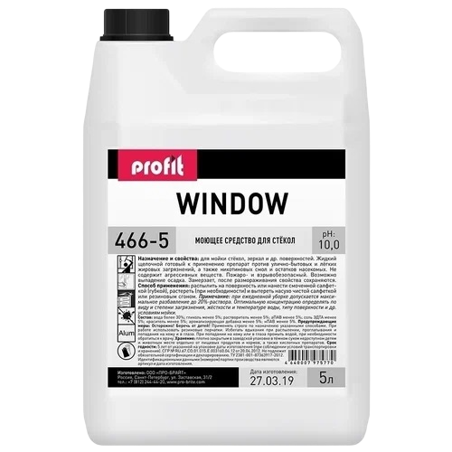 PROFIT Window Моющее средство для мытья стекол и зеркал Pro-Brite 5л